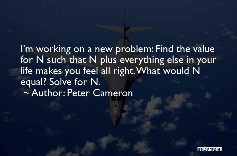 Peter Cameron Quotes: I'm Working On A New Problem: Find The Value For N Such That N Plus Everything Else In Your Life