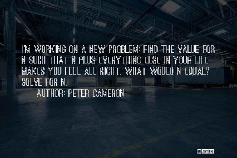 Peter Cameron Quotes: I'm Working On A New Problem: Find The Value For N Such That N Plus Everything Else In Your Life