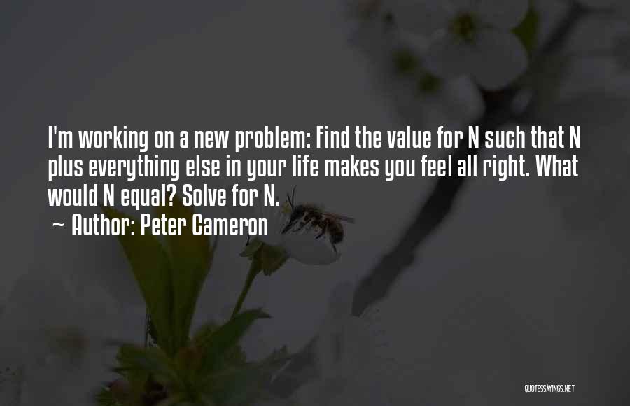 Peter Cameron Quotes: I'm Working On A New Problem: Find The Value For N Such That N Plus Everything Else In Your Life