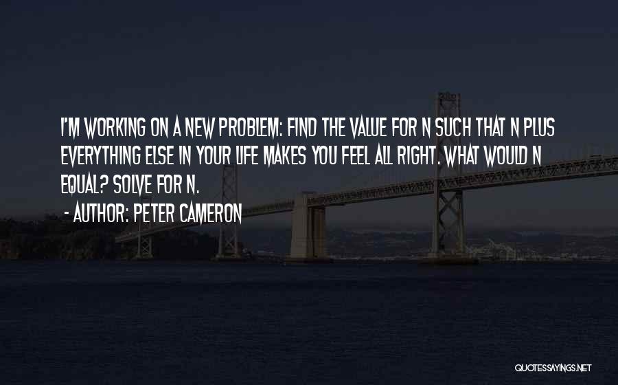 Peter Cameron Quotes: I'm Working On A New Problem: Find The Value For N Such That N Plus Everything Else In Your Life