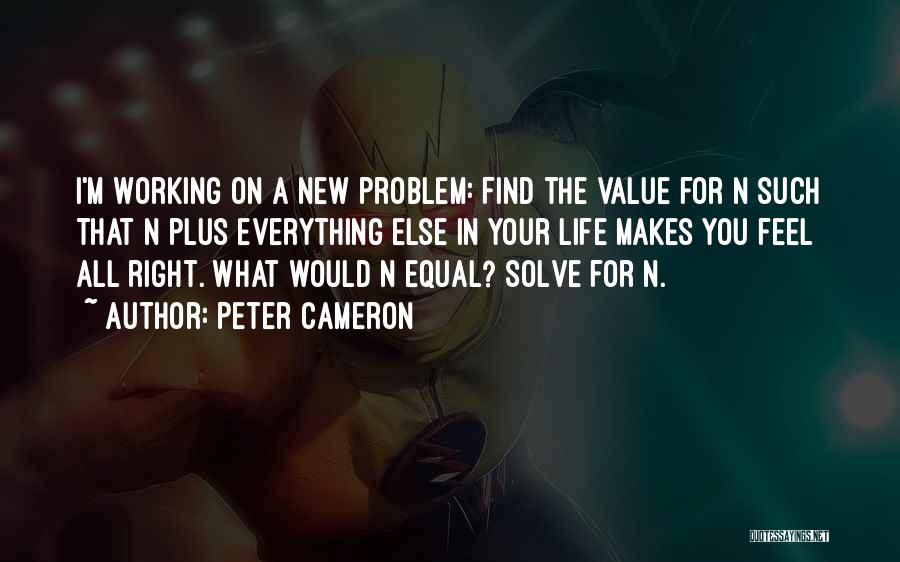 Peter Cameron Quotes: I'm Working On A New Problem: Find The Value For N Such That N Plus Everything Else In Your Life