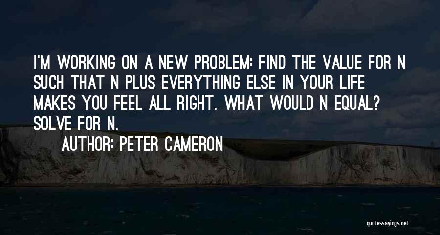 Peter Cameron Quotes: I'm Working On A New Problem: Find The Value For N Such That N Plus Everything Else In Your Life