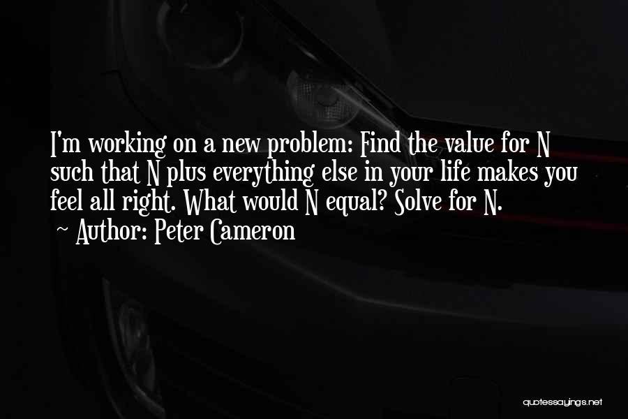 Peter Cameron Quotes: I'm Working On A New Problem: Find The Value For N Such That N Plus Everything Else In Your Life