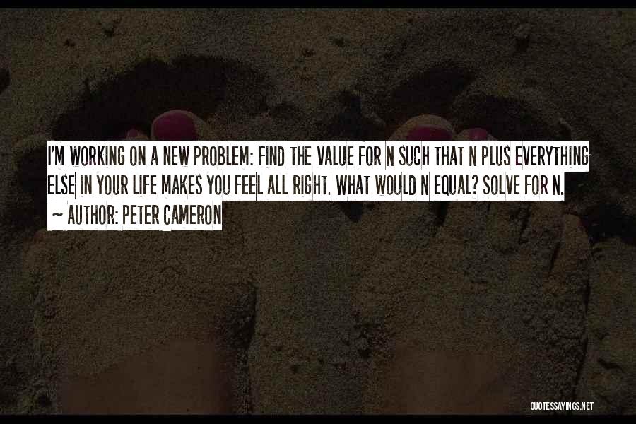 Peter Cameron Quotes: I'm Working On A New Problem: Find The Value For N Such That N Plus Everything Else In Your Life