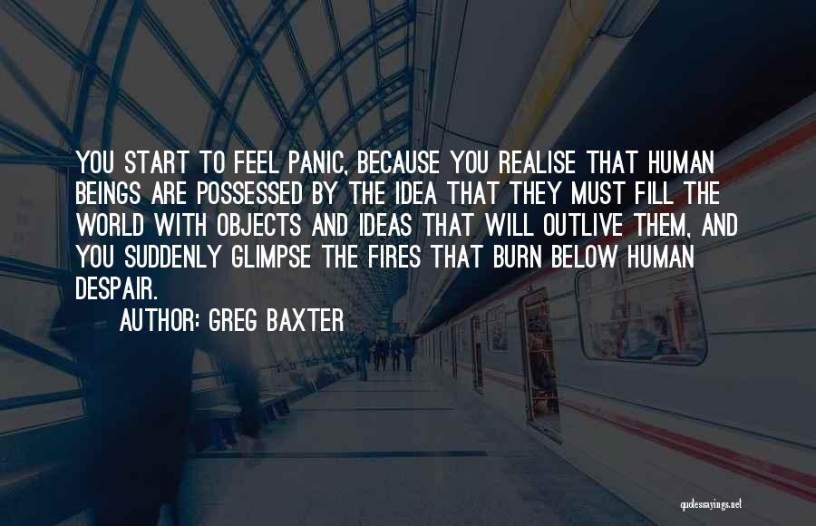 Greg Baxter Quotes: You Start To Feel Panic, Because You Realise That Human Beings Are Possessed By The Idea That They Must Fill
