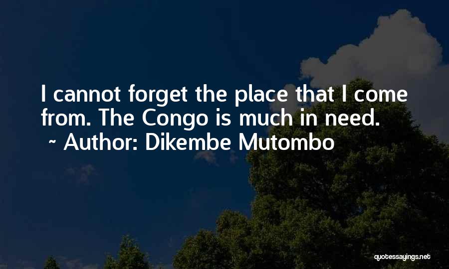 Dikembe Mutombo Quotes: I Cannot Forget The Place That I Come From. The Congo Is Much In Need.