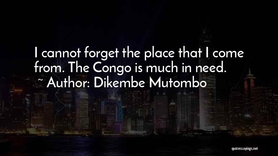 Dikembe Mutombo Quotes: I Cannot Forget The Place That I Come From. The Congo Is Much In Need.