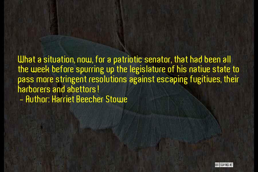 Harriet Beecher Stowe Quotes: What A Situation, Now, For A Patriotic Senator, That Had Been All The Week Before Spurring Up The Legislature Of