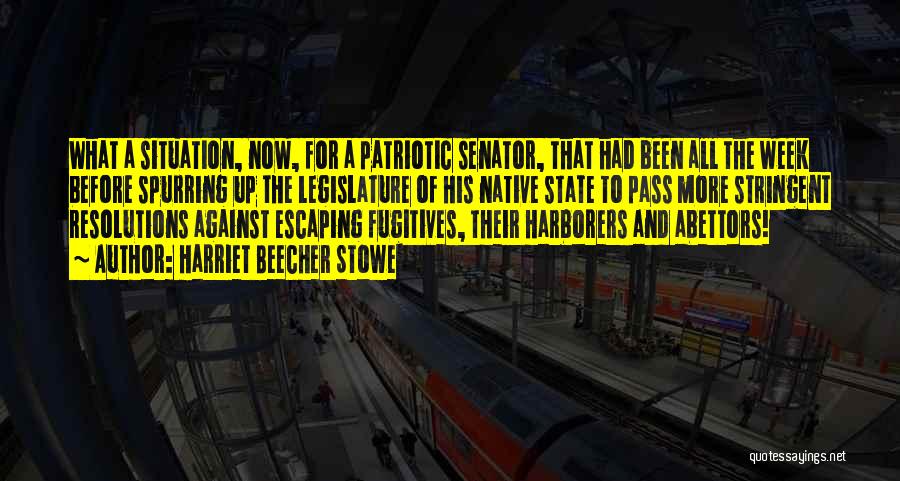 Harriet Beecher Stowe Quotes: What A Situation, Now, For A Patriotic Senator, That Had Been All The Week Before Spurring Up The Legislature Of