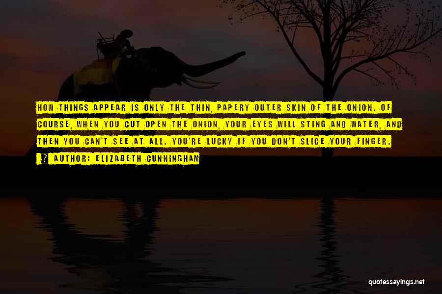 Elizabeth Cunningham Quotes: How Things Appear Is Only The Thin, Papery Outer Skin Of The Onion. Of Course, When You Cut Open The