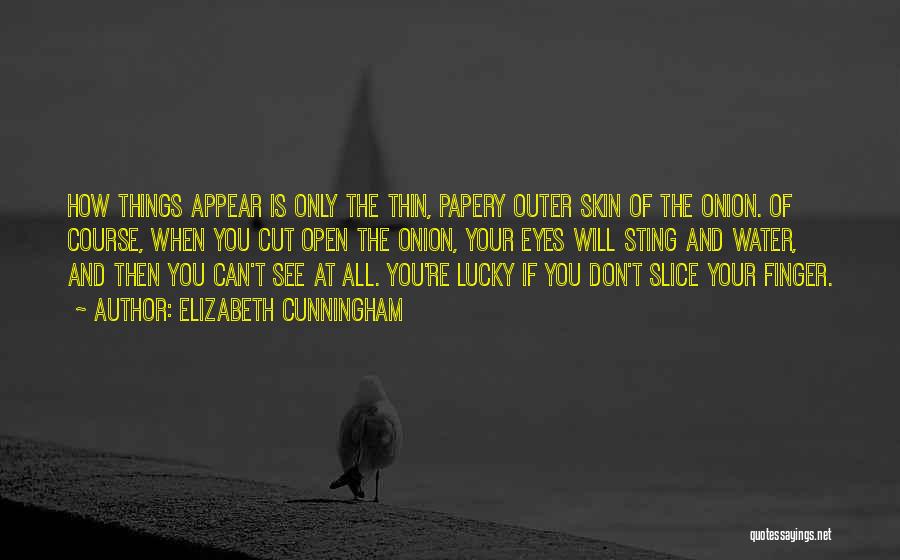 Elizabeth Cunningham Quotes: How Things Appear Is Only The Thin, Papery Outer Skin Of The Onion. Of Course, When You Cut Open The