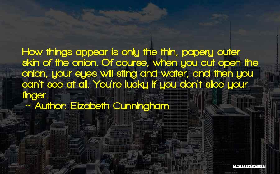 Elizabeth Cunningham Quotes: How Things Appear Is Only The Thin, Papery Outer Skin Of The Onion. Of Course, When You Cut Open The