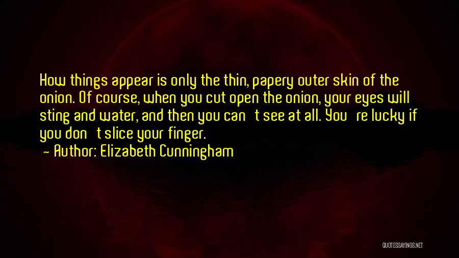 Elizabeth Cunningham Quotes: How Things Appear Is Only The Thin, Papery Outer Skin Of The Onion. Of Course, When You Cut Open The