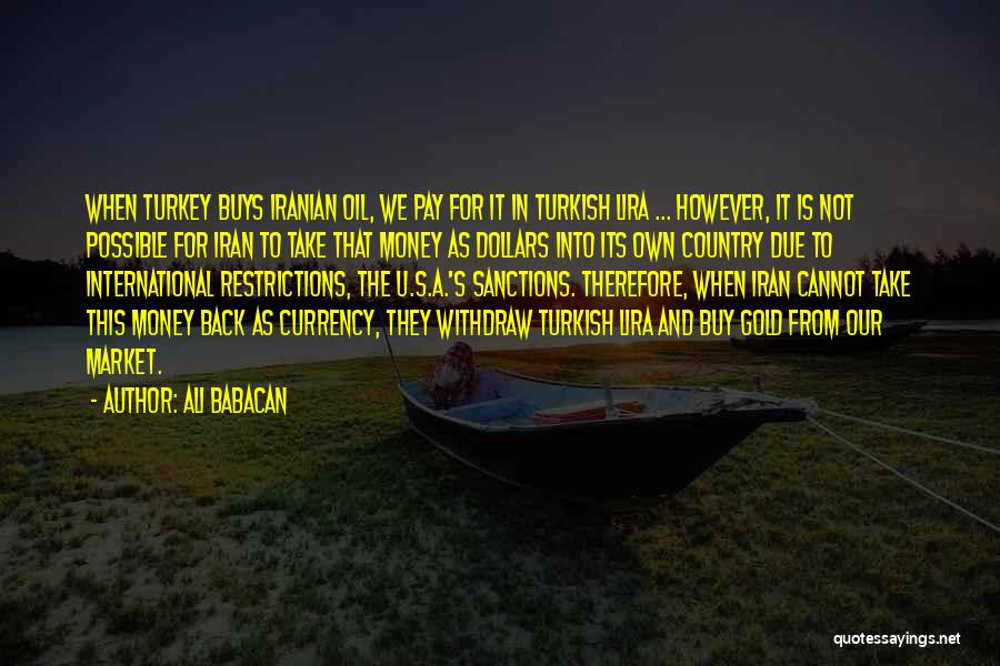Ali Babacan Quotes: When Turkey Buys Iranian Oil, We Pay For It In Turkish Lira ... However, It Is Not Possible For Iran