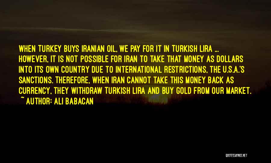 Ali Babacan Quotes: When Turkey Buys Iranian Oil, We Pay For It In Turkish Lira ... However, It Is Not Possible For Iran