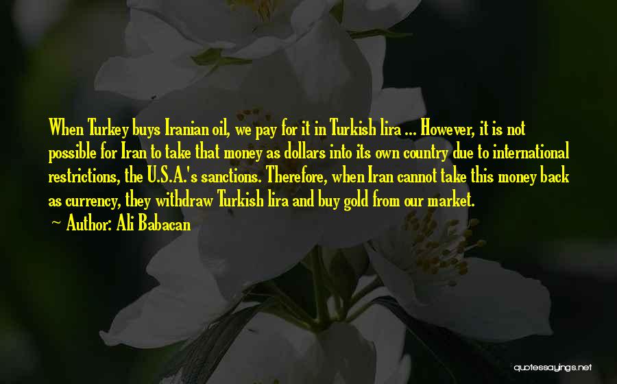 Ali Babacan Quotes: When Turkey Buys Iranian Oil, We Pay For It In Turkish Lira ... However, It Is Not Possible For Iran
