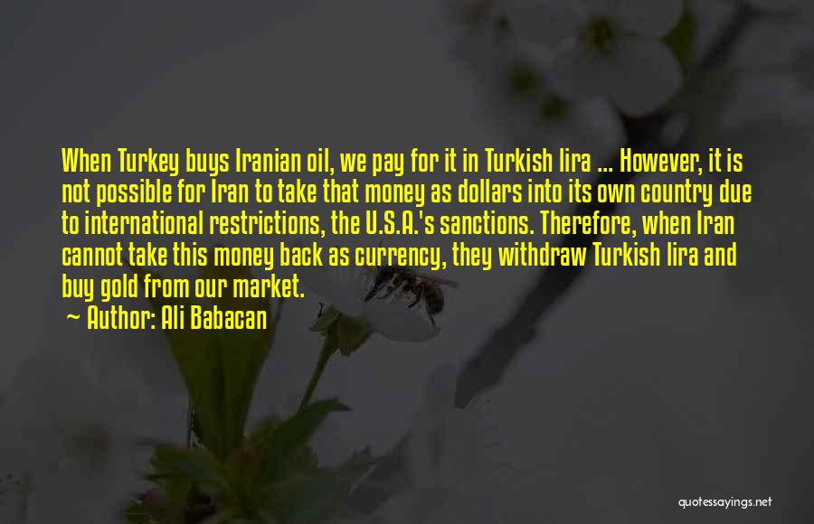 Ali Babacan Quotes: When Turkey Buys Iranian Oil, We Pay For It In Turkish Lira ... However, It Is Not Possible For Iran