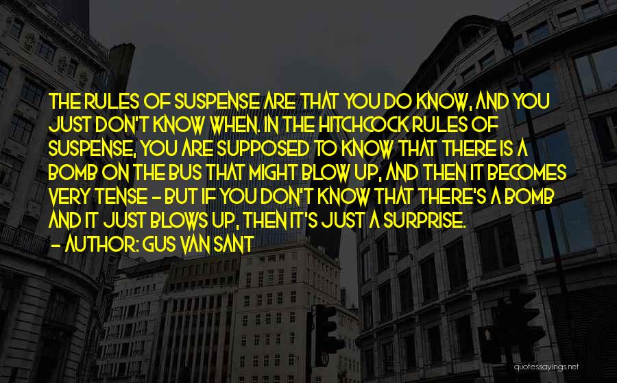 Gus Van Sant Quotes: The Rules Of Suspense Are That You Do Know, And You Just Don't Know When. In The Hitchcock Rules Of