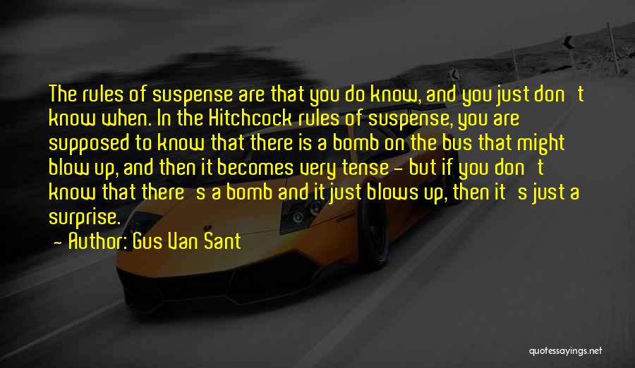 Gus Van Sant Quotes: The Rules Of Suspense Are That You Do Know, And You Just Don't Know When. In The Hitchcock Rules Of