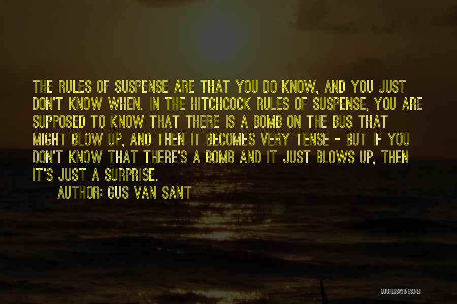 Gus Van Sant Quotes: The Rules Of Suspense Are That You Do Know, And You Just Don't Know When. In The Hitchcock Rules Of