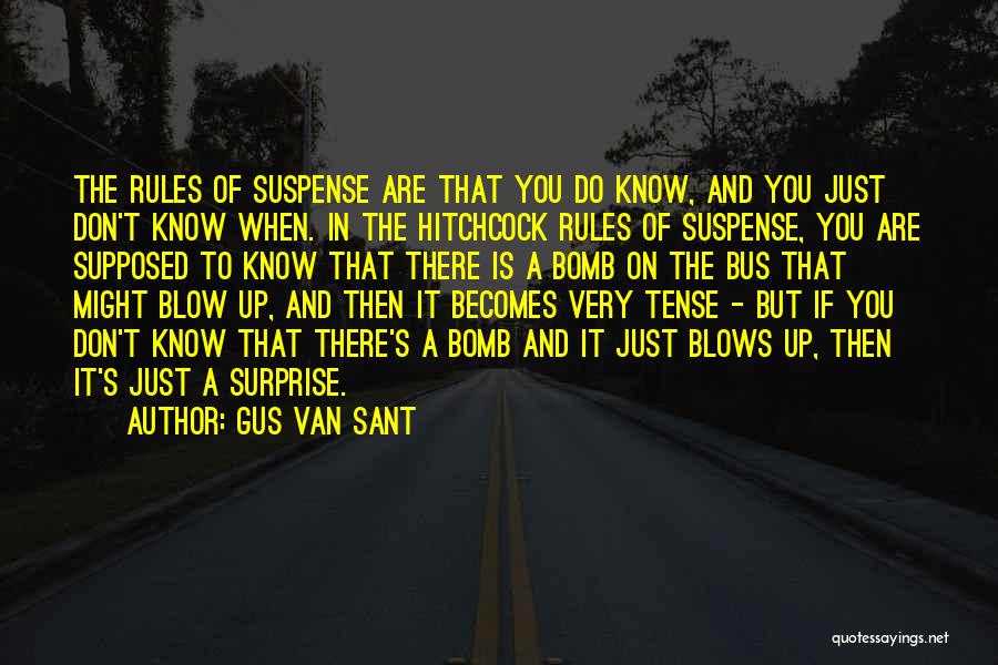 Gus Van Sant Quotes: The Rules Of Suspense Are That You Do Know, And You Just Don't Know When. In The Hitchcock Rules Of