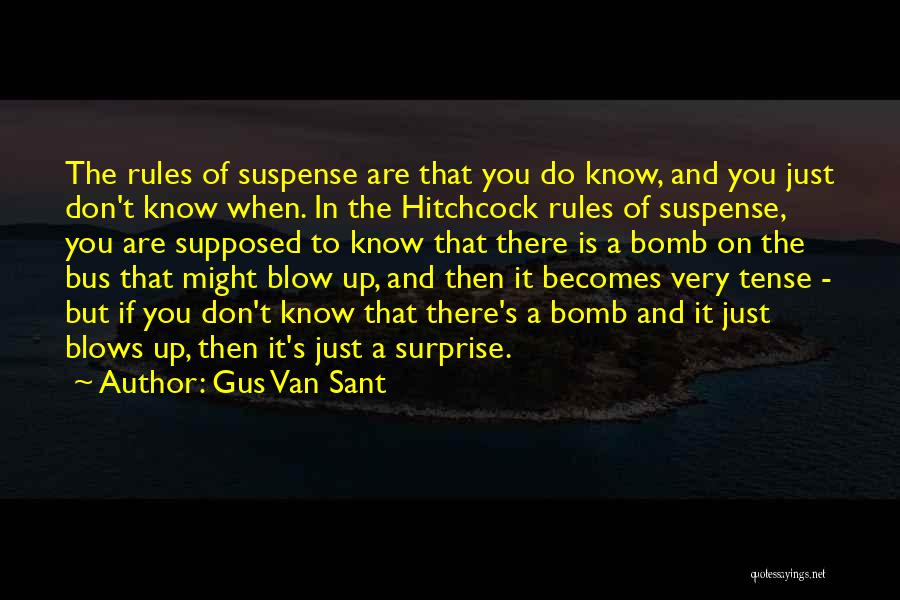 Gus Van Sant Quotes: The Rules Of Suspense Are That You Do Know, And You Just Don't Know When. In The Hitchcock Rules Of