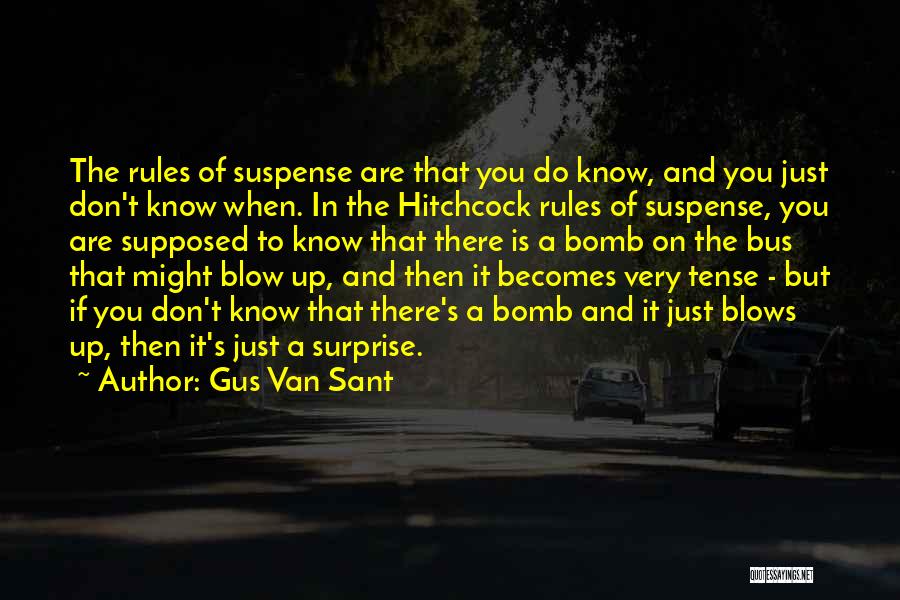 Gus Van Sant Quotes: The Rules Of Suspense Are That You Do Know, And You Just Don't Know When. In The Hitchcock Rules Of