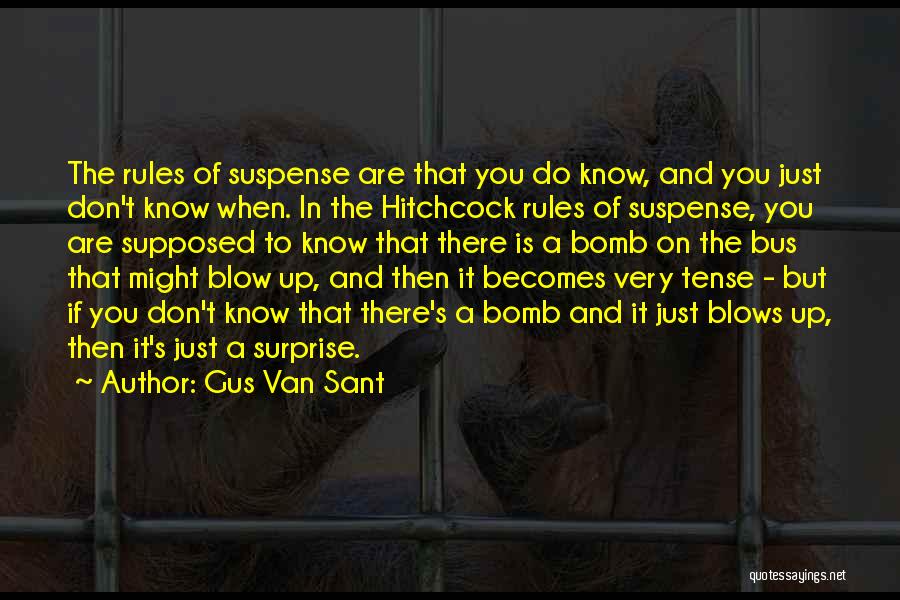 Gus Van Sant Quotes: The Rules Of Suspense Are That You Do Know, And You Just Don't Know When. In The Hitchcock Rules Of