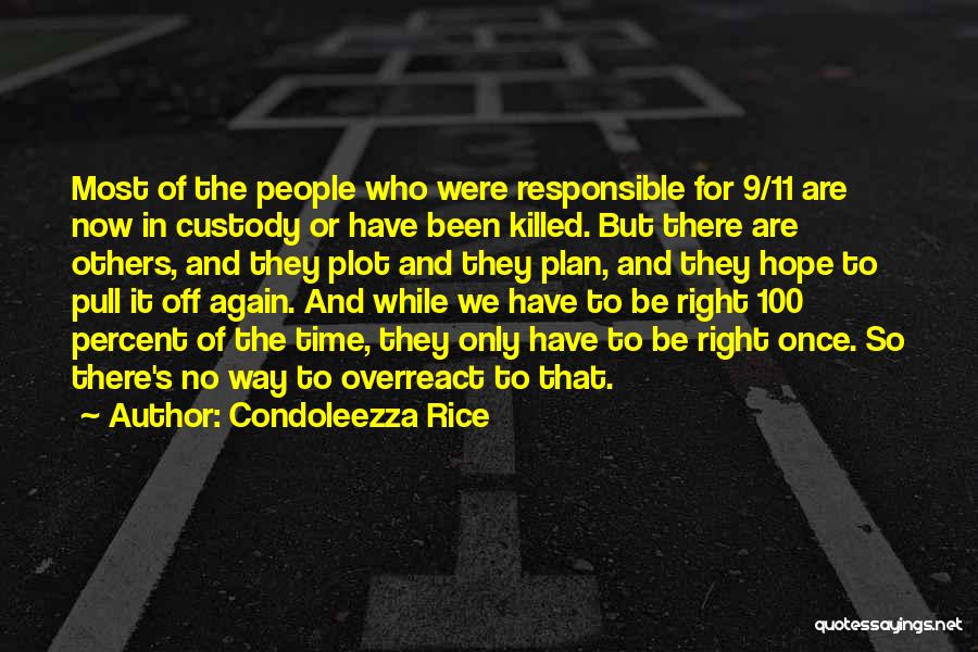 Condoleezza Rice Quotes: Most Of The People Who Were Responsible For 9/11 Are Now In Custody Or Have Been Killed. But There Are