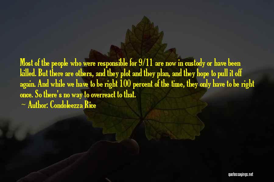 Condoleezza Rice Quotes: Most Of The People Who Were Responsible For 9/11 Are Now In Custody Or Have Been Killed. But There Are