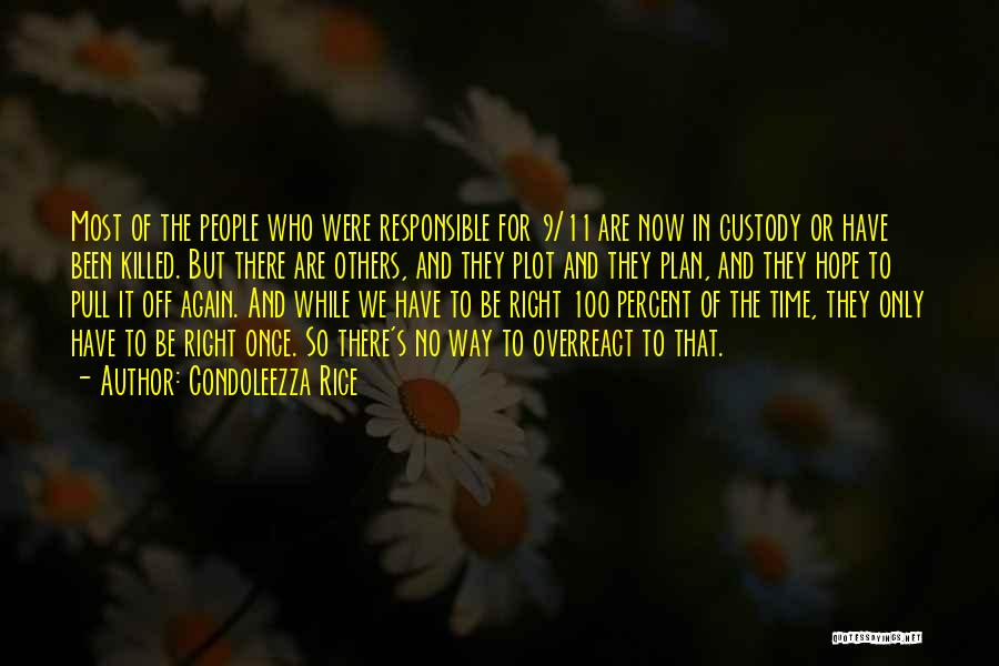Condoleezza Rice Quotes: Most Of The People Who Were Responsible For 9/11 Are Now In Custody Or Have Been Killed. But There Are