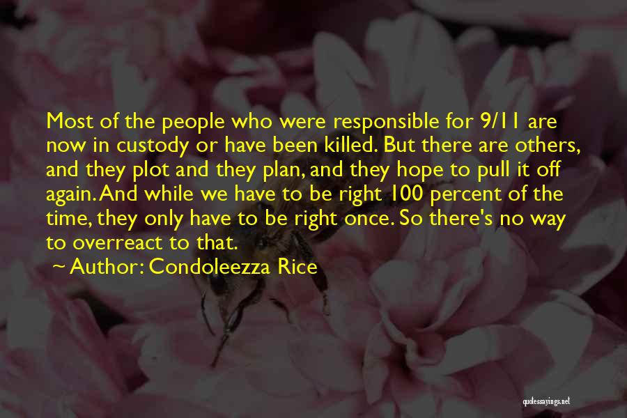 Condoleezza Rice Quotes: Most Of The People Who Were Responsible For 9/11 Are Now In Custody Or Have Been Killed. But There Are