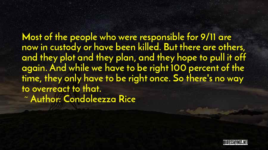 Condoleezza Rice Quotes: Most Of The People Who Were Responsible For 9/11 Are Now In Custody Or Have Been Killed. But There Are