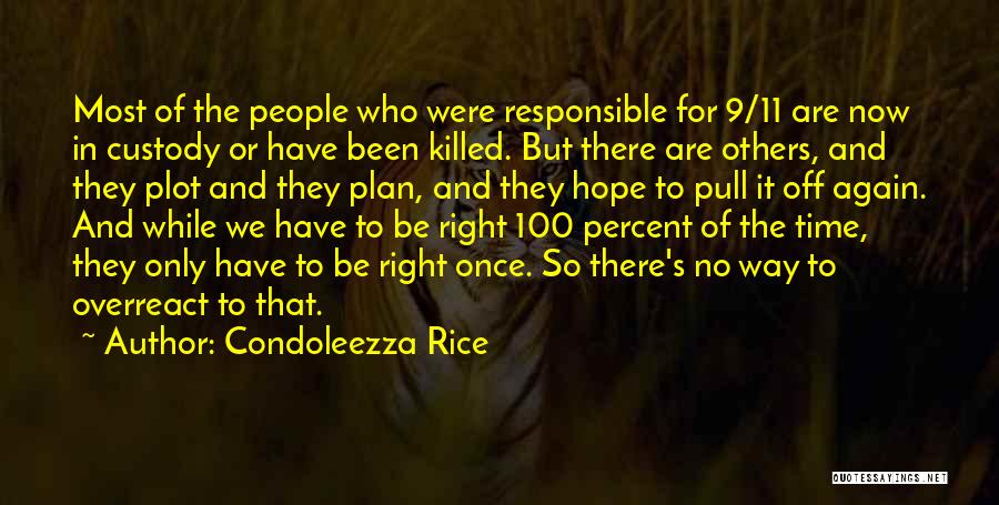 Condoleezza Rice Quotes: Most Of The People Who Were Responsible For 9/11 Are Now In Custody Or Have Been Killed. But There Are