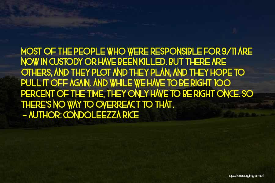 Condoleezza Rice Quotes: Most Of The People Who Were Responsible For 9/11 Are Now In Custody Or Have Been Killed. But There Are