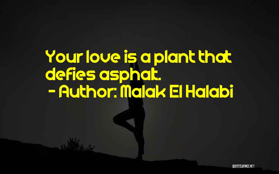 Malak El Halabi Quotes: Your Love Is A Plant That Defies Asphalt.