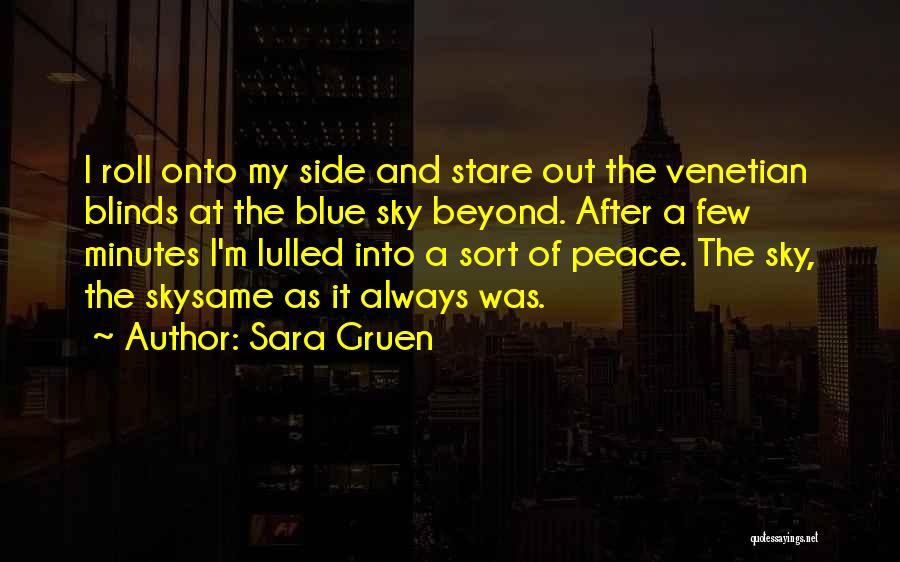 Sara Gruen Quotes: I Roll Onto My Side And Stare Out The Venetian Blinds At The Blue Sky Beyond. After A Few Minutes