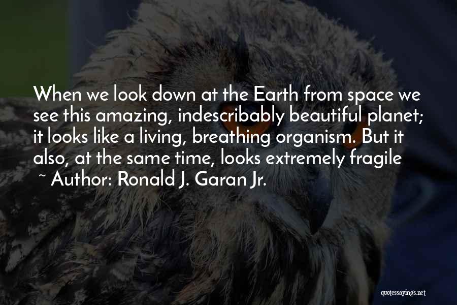 Ronald J. Garan Jr. Quotes: When We Look Down At The Earth From Space We See This Amazing, Indescribably Beautiful Planet; It Looks Like A