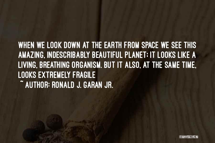 Ronald J. Garan Jr. Quotes: When We Look Down At The Earth From Space We See This Amazing, Indescribably Beautiful Planet; It Looks Like A