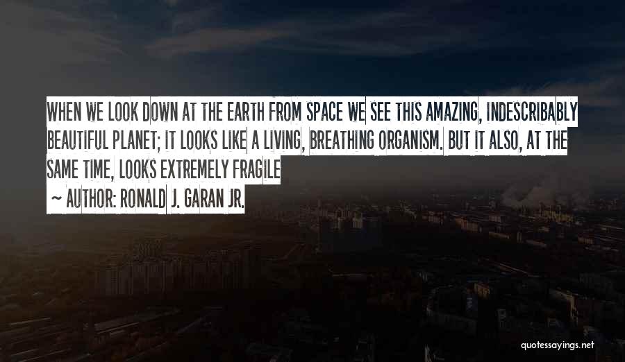 Ronald J. Garan Jr. Quotes: When We Look Down At The Earth From Space We See This Amazing, Indescribably Beautiful Planet; It Looks Like A