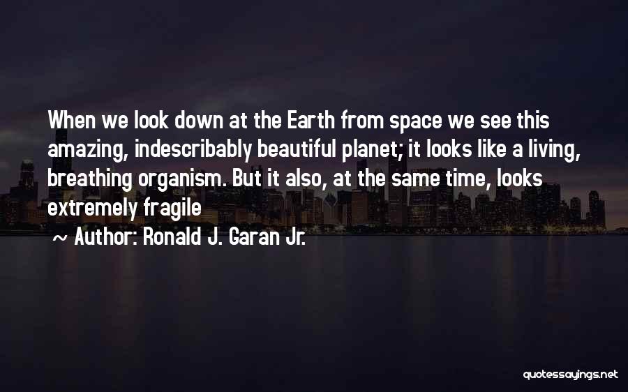 Ronald J. Garan Jr. Quotes: When We Look Down At The Earth From Space We See This Amazing, Indescribably Beautiful Planet; It Looks Like A
