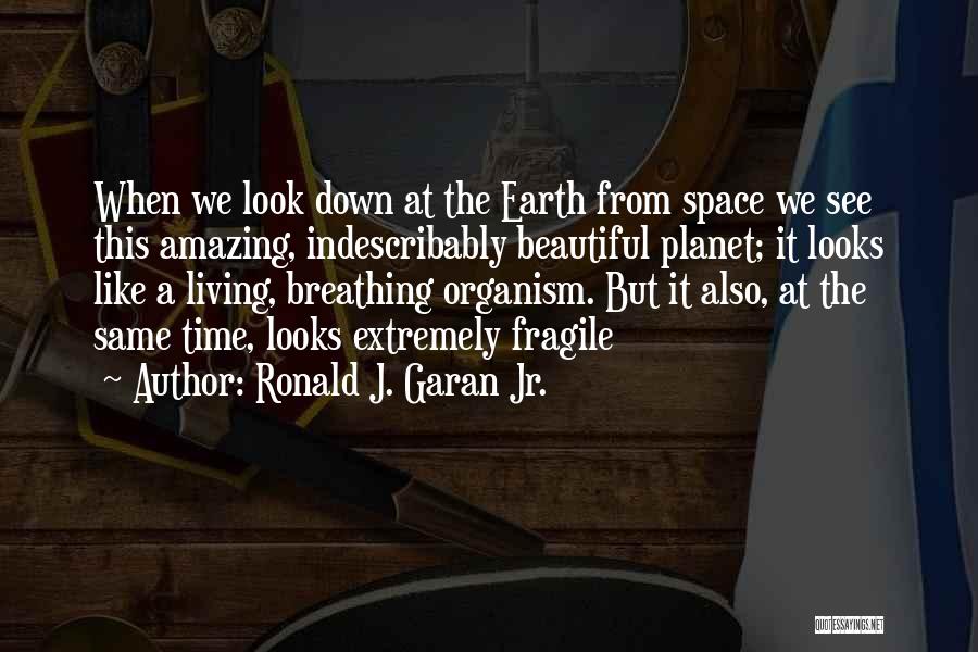 Ronald J. Garan Jr. Quotes: When We Look Down At The Earth From Space We See This Amazing, Indescribably Beautiful Planet; It Looks Like A
