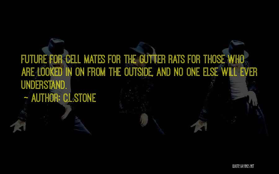 C.L.Stone Quotes: Future For Cell Mates For The Gutter Rats For Those Who Are Looked In On From The Outside, And No