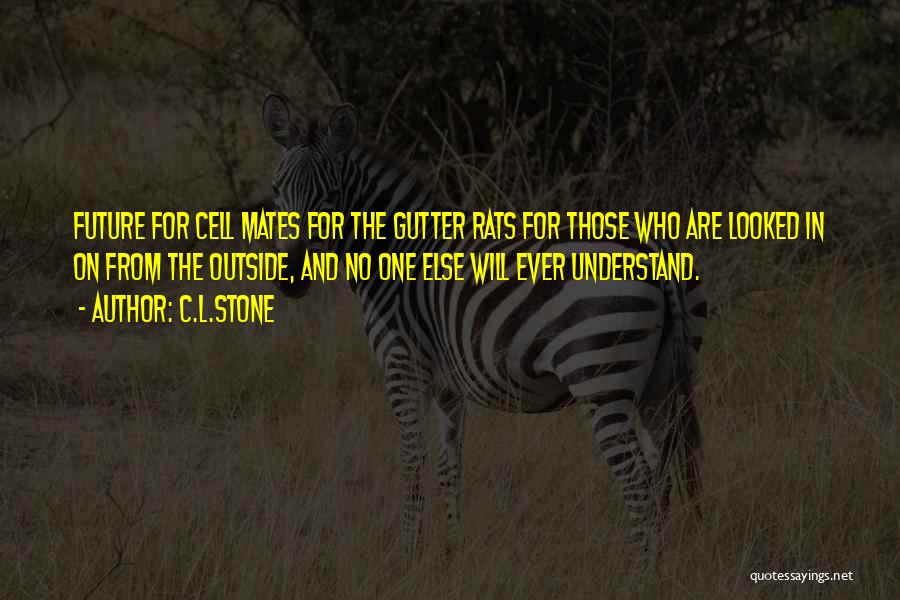 C.L.Stone Quotes: Future For Cell Mates For The Gutter Rats For Those Who Are Looked In On From The Outside, And No