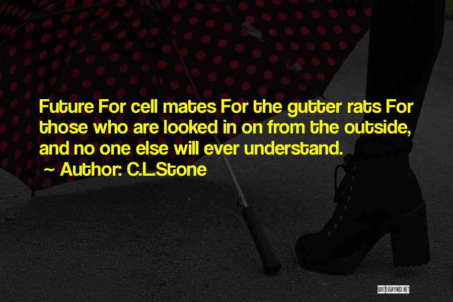 C.L.Stone Quotes: Future For Cell Mates For The Gutter Rats For Those Who Are Looked In On From The Outside, And No