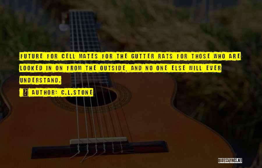 C.L.Stone Quotes: Future For Cell Mates For The Gutter Rats For Those Who Are Looked In On From The Outside, And No