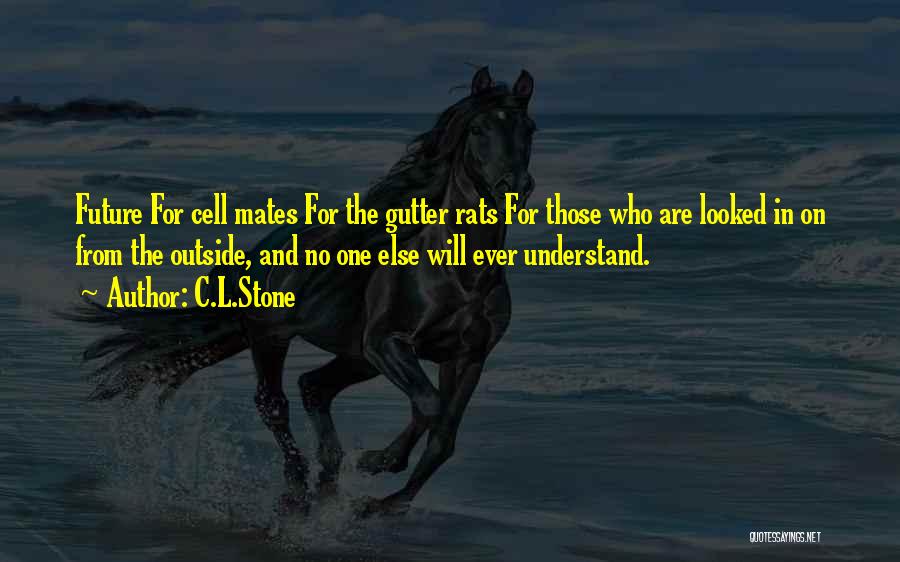 C.L.Stone Quotes: Future For Cell Mates For The Gutter Rats For Those Who Are Looked In On From The Outside, And No