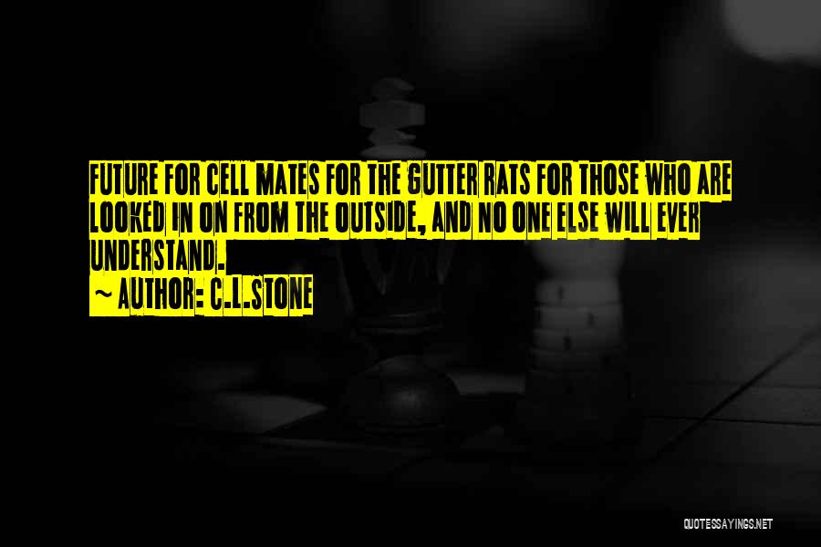 C.L.Stone Quotes: Future For Cell Mates For The Gutter Rats For Those Who Are Looked In On From The Outside, And No
