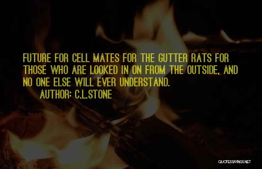C.L.Stone Quotes: Future For Cell Mates For The Gutter Rats For Those Who Are Looked In On From The Outside, And No