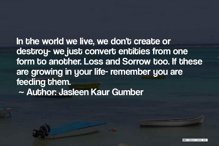 Jasleen Kaur Gumber Quotes: In The World We Live, We Don't Create Or Destroy- We Just Convert Entities From One Form To Another. Loss